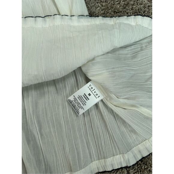 Anthropologie VELVET Trista Blanket Stitch Kaftan Dress White Embroidered Boho M - Picture 6 of 13